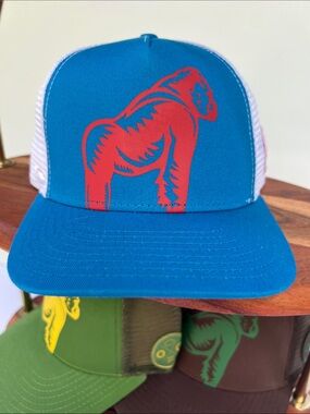 Pukka gorilla Blue and Red Trucker Hat with Graphics